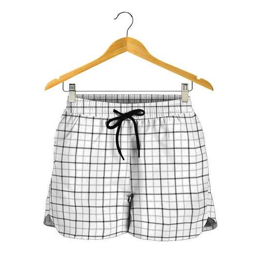 White Tattersall Pattern Print Women's Shorts