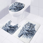 White Tiger Painting Print 3 Piece Bath Mat Set