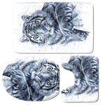 White Tiger Painting Print 3 Piece Bath Mat Set