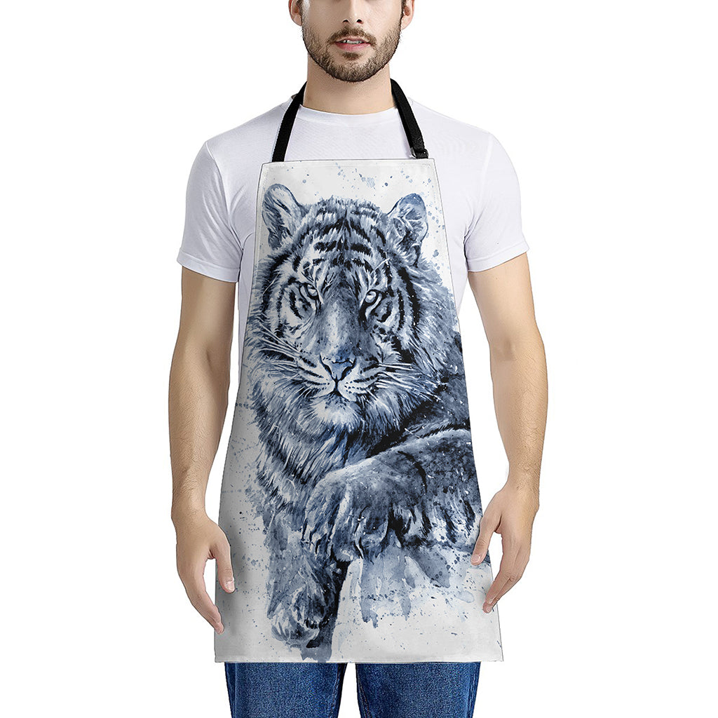 White Tiger Painting Print Apron