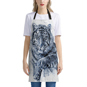 White Tiger Painting Print Apron