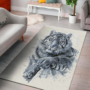 White Tiger Painting Print Area Rug