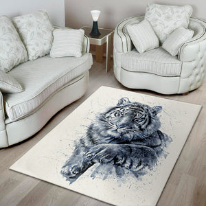 White Tiger Painting Print Area Rug