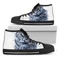White Tiger Painting Print Black High Top Sneakers