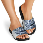 White Tiger Painting Print Black Slide Sandals