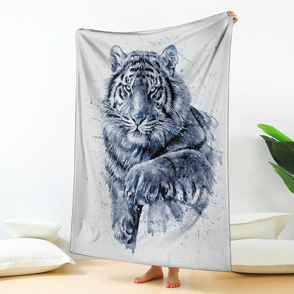 White Tiger Painting Print Blanket