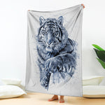 White Tiger Painting Print Blanket