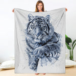 White Tiger Painting Print Blanket