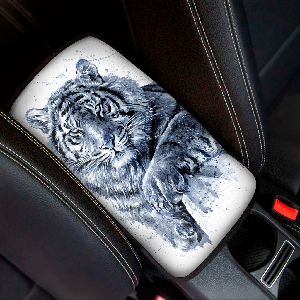 White Tiger Painting Print Car Center Console Cover