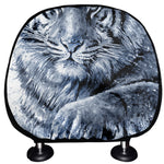 White Tiger Painting Print Car Headrest Covers