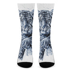 White Tiger Painting Print Crew Socks