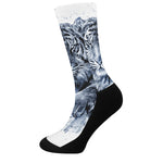 White Tiger Painting Print Crew Socks
