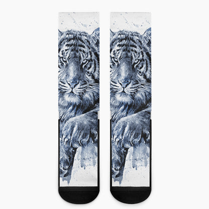 White Tiger Painting Print Crew Socks