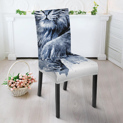 White Tiger Painting Print Dining Chair Slipcover