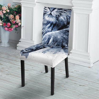 White Tiger Painting Print Dining Chair Slipcover