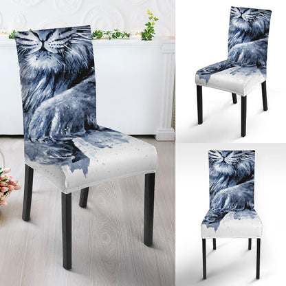 White Tiger Painting Print Dining Chair Slipcover