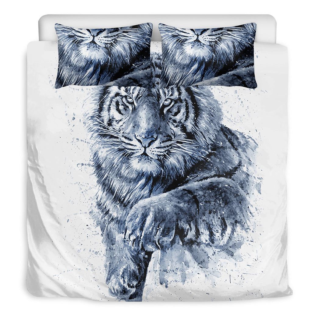 White Tiger Painting Print Duvet Cover Bedding Set