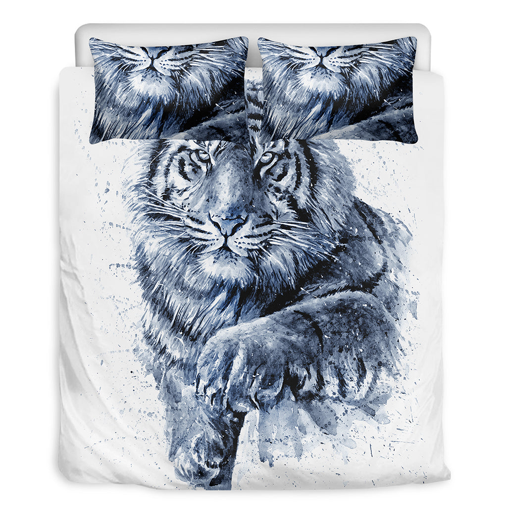 White Tiger Painting Print Duvet Cover Bedding Set