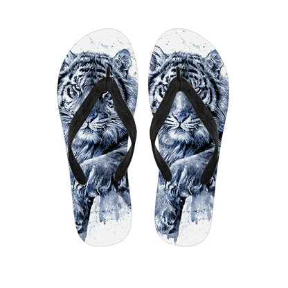White Tiger Painting Print Flip Flops