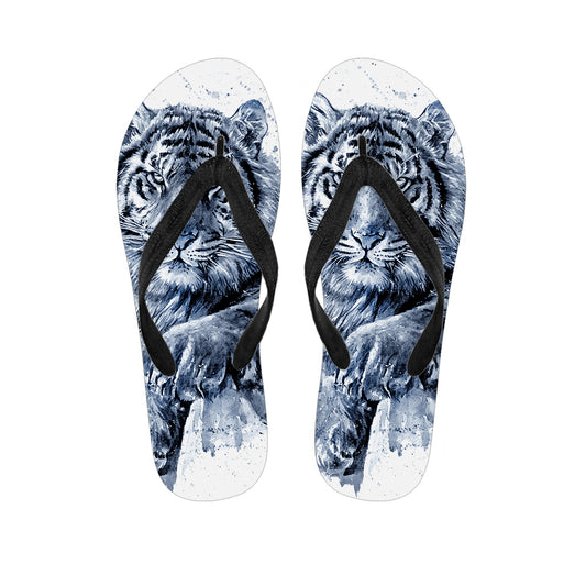 White Tiger Painting Print Flip Flops