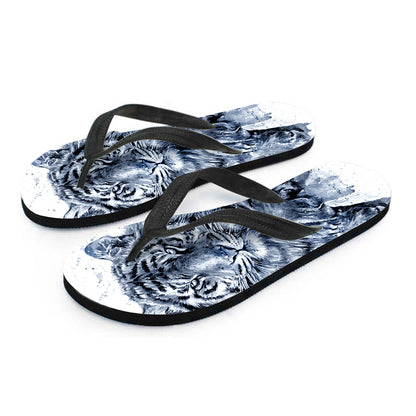 White Tiger Painting Print Flip Flops
