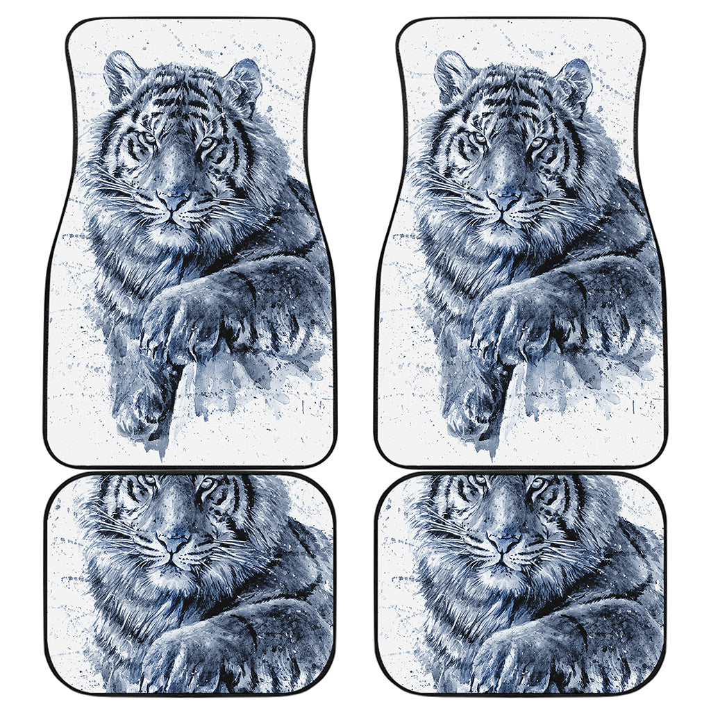 White Tiger Painting Print Front and Back Car Floor Mats