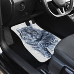 White Tiger Painting Print Front and Back Car Floor Mats