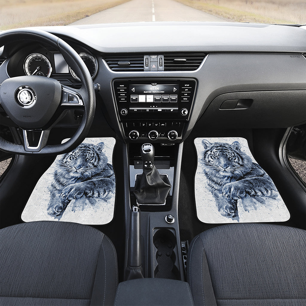 White Tiger Painting Print Front Car Floor Mats