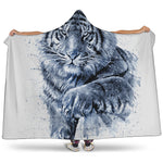 White Tiger Painting Print Hooded Blanket