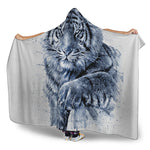 White Tiger Painting Print Hooded Blanket