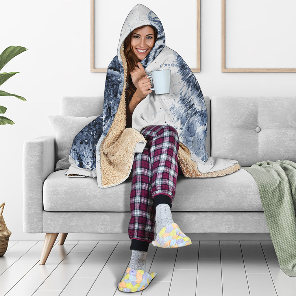 White Tiger Painting Print Hooded Blanket