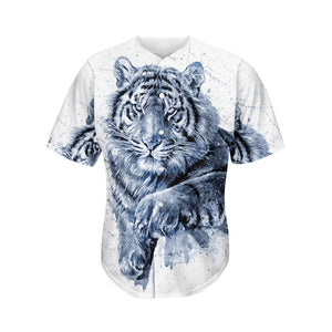 White Tiger Painting Print Men's Baseball Jersey