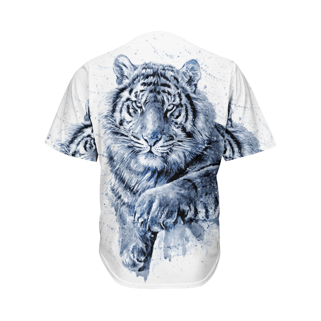 White Tiger Painting Print Men's Baseball Jersey