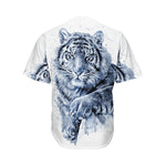 White Tiger Painting Print Men's Baseball Jersey