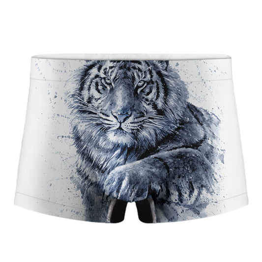 White Tiger Painting Print Men's Boxer Briefs
