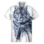 White Tiger Painting Print Men's Short Sleeve Shirt