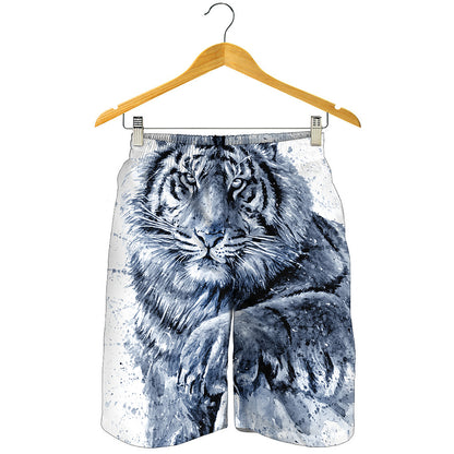 White Tiger Painting Print Men's Shorts
