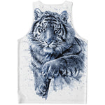 White Tiger Painting Print Men's Tank Top