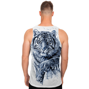 White Tiger Painting Print Men's Tank Top