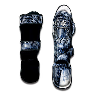 White Tiger Painting Print Muay Thai Shin Guard