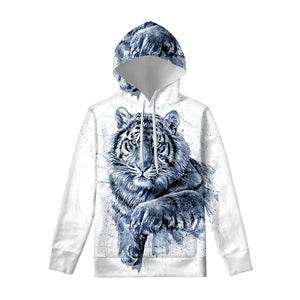 White Tiger Painting Print Pullover Hoodie