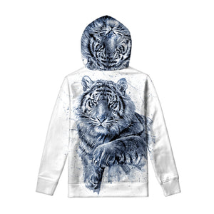 White Tiger Painting Print Pullover Hoodie
