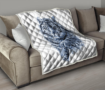 White Tiger Painting Print Quilt