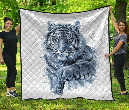 White Tiger Painting Print Quilt