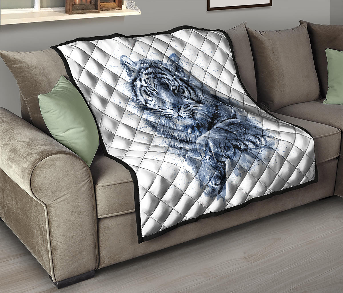 White Tiger Painting Print Quilt