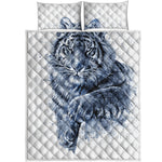 White Tiger Painting Print Quilt Bed Set
