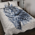 White Tiger Painting Print Quilt Bed Set