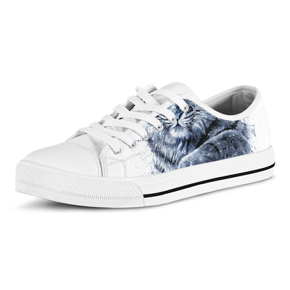White Tiger Painting Print White Low Top Shoes