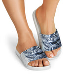 White Tiger Painting Print White Slide Sandals