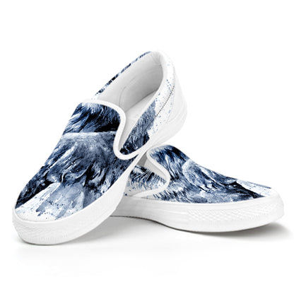 White Tiger Painting Print White Slip On Shoes